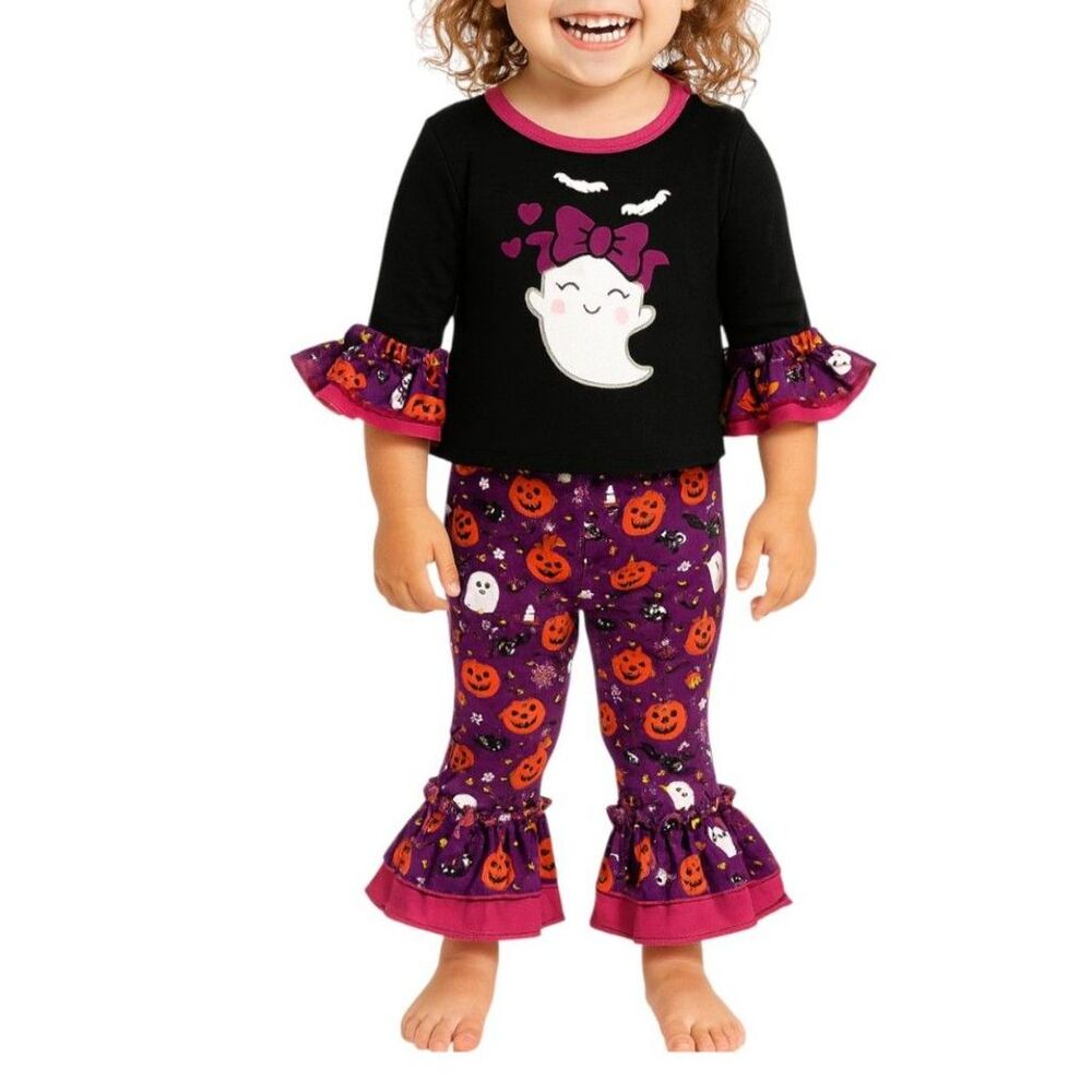 Amazon Girls Halloween Ghost 2-Piece Ruffle Outfit Set | Size 3T